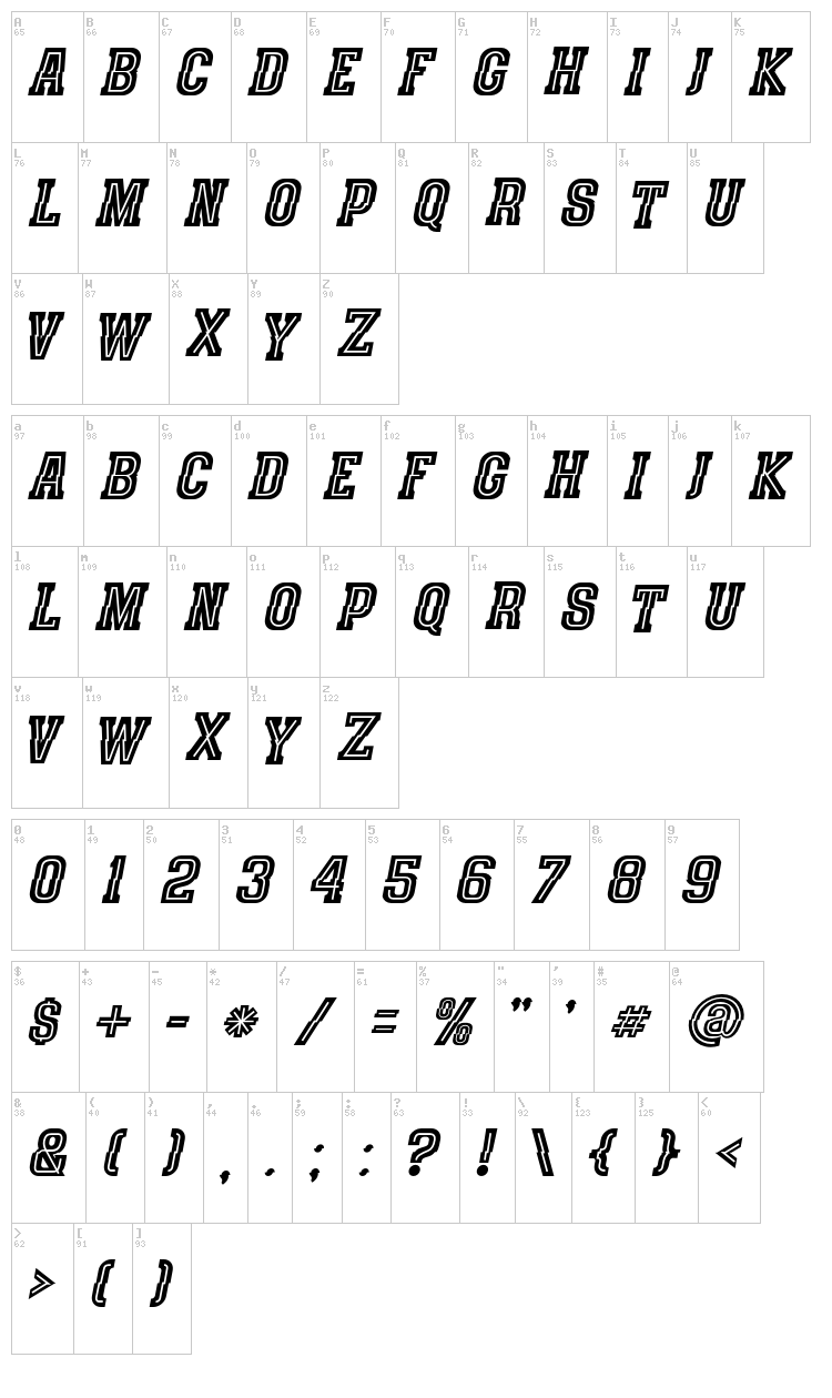 Speedhunter Line font map